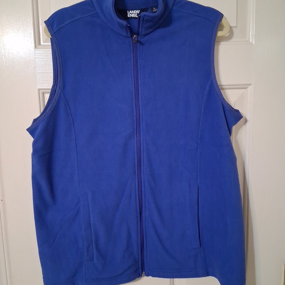 Lands' End Woman's Full Zip OEKO-TEX Blue Vest. Size Large (14-16)